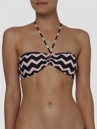 Černobílý bandeau top plavek