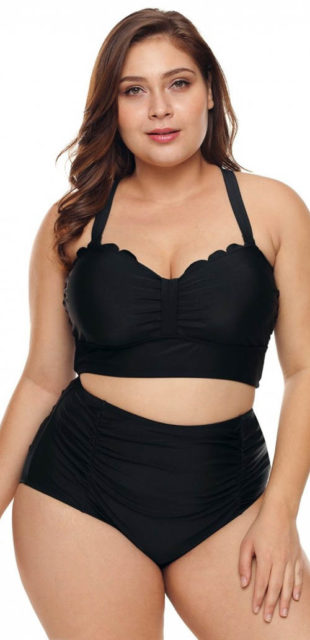 Černé plus size bikiny PINKIE s vysokými kalhotkami