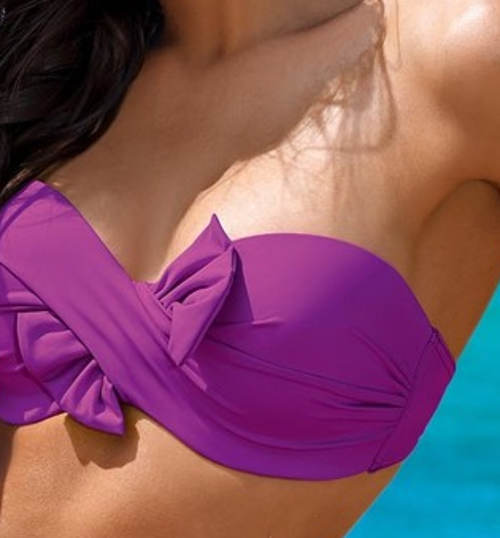 Fialové dámské dvoudílné plavky s odnímatelnými ramínky