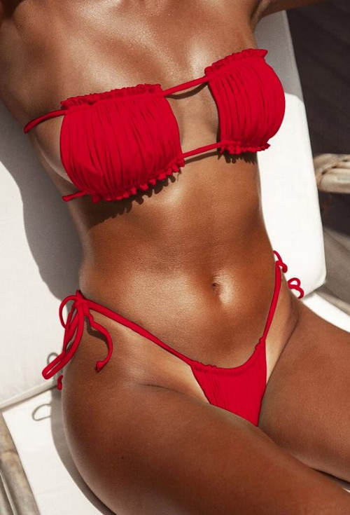 Sexy červené dámské dvoudílné plavky