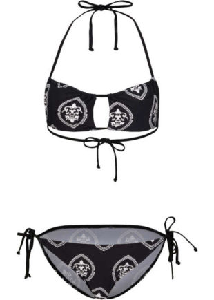 Trendy bandeau bikiny v černo-bílém vzorovaném provedení