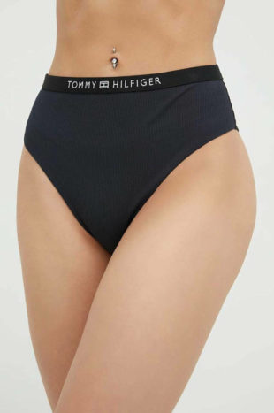 Stylové černé plavky s vysokým pasem Tommy Hilfiger v komfortním střihu